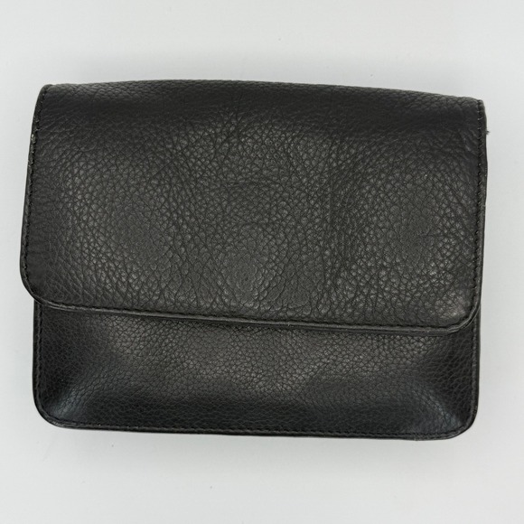 East West Concept Design Handbags - Vintage East West Concept Design Black Leather Wallet Mini Purse No Strap